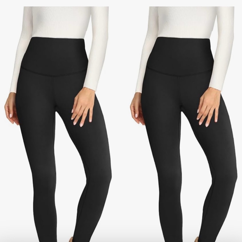 NIP Set of 2 Black Fleece-Lined Leggings